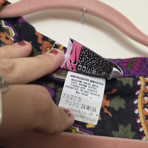 Vintage Patchwork Floral Bohemian Hippie Blouse Women 24W 70s Paisley Multicolor - Picture 10 of 10